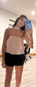 Strapless Scarf Satin Top