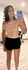 Orange Stripe Off The Shoulder