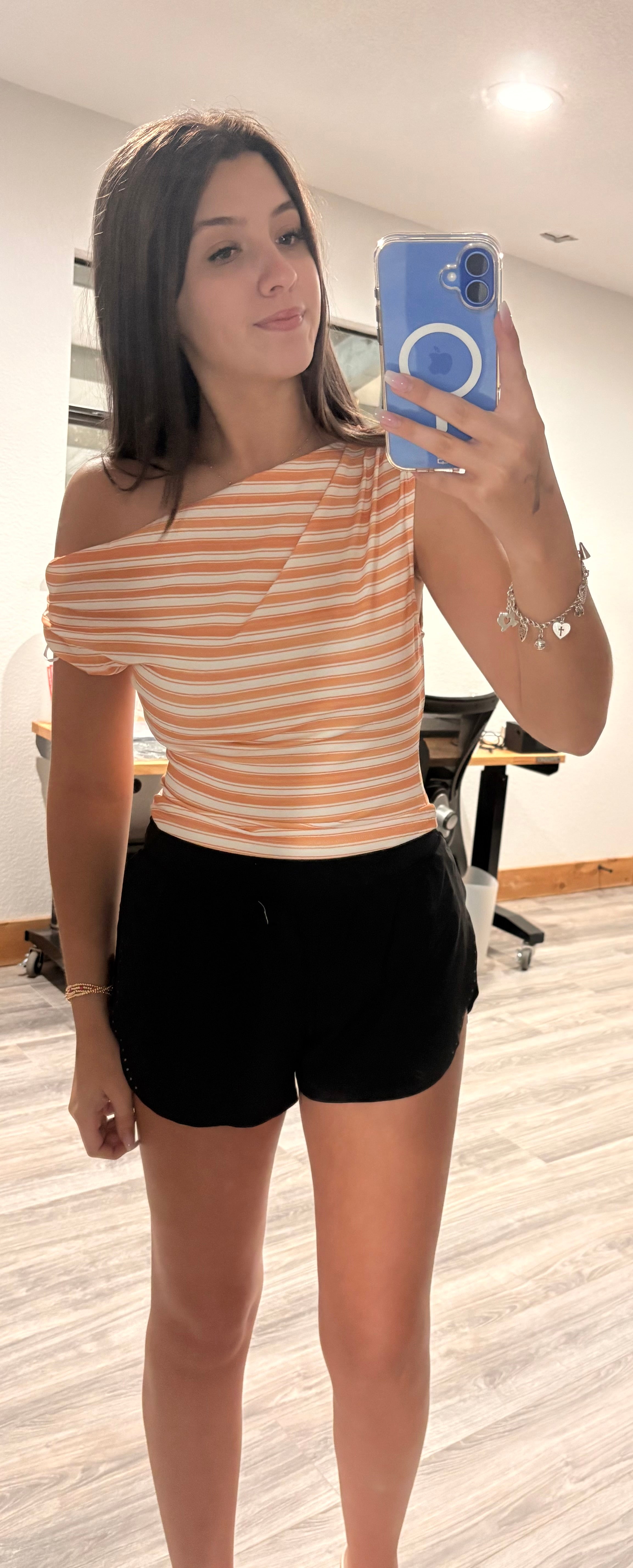 Orange Stripe Off The Shoulder