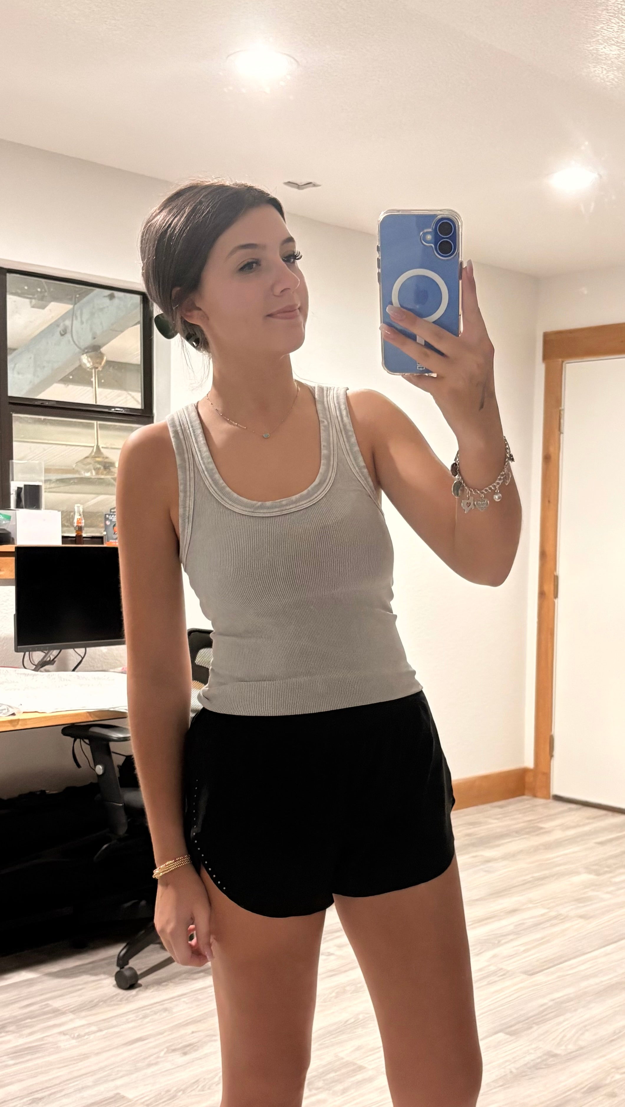 Reversible Ribbed Tank Vintage Cool Grey