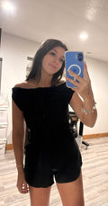 Black Rhinestone Off the Shoulder