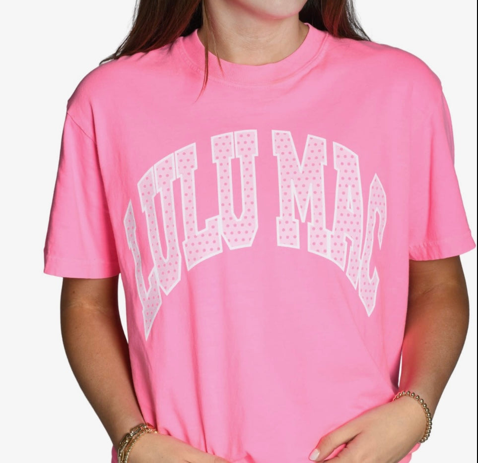 Lulu Mac Neon Pink Polka Dot Tee