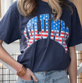 Lulu Mac Stars and Stripes Navy Tee