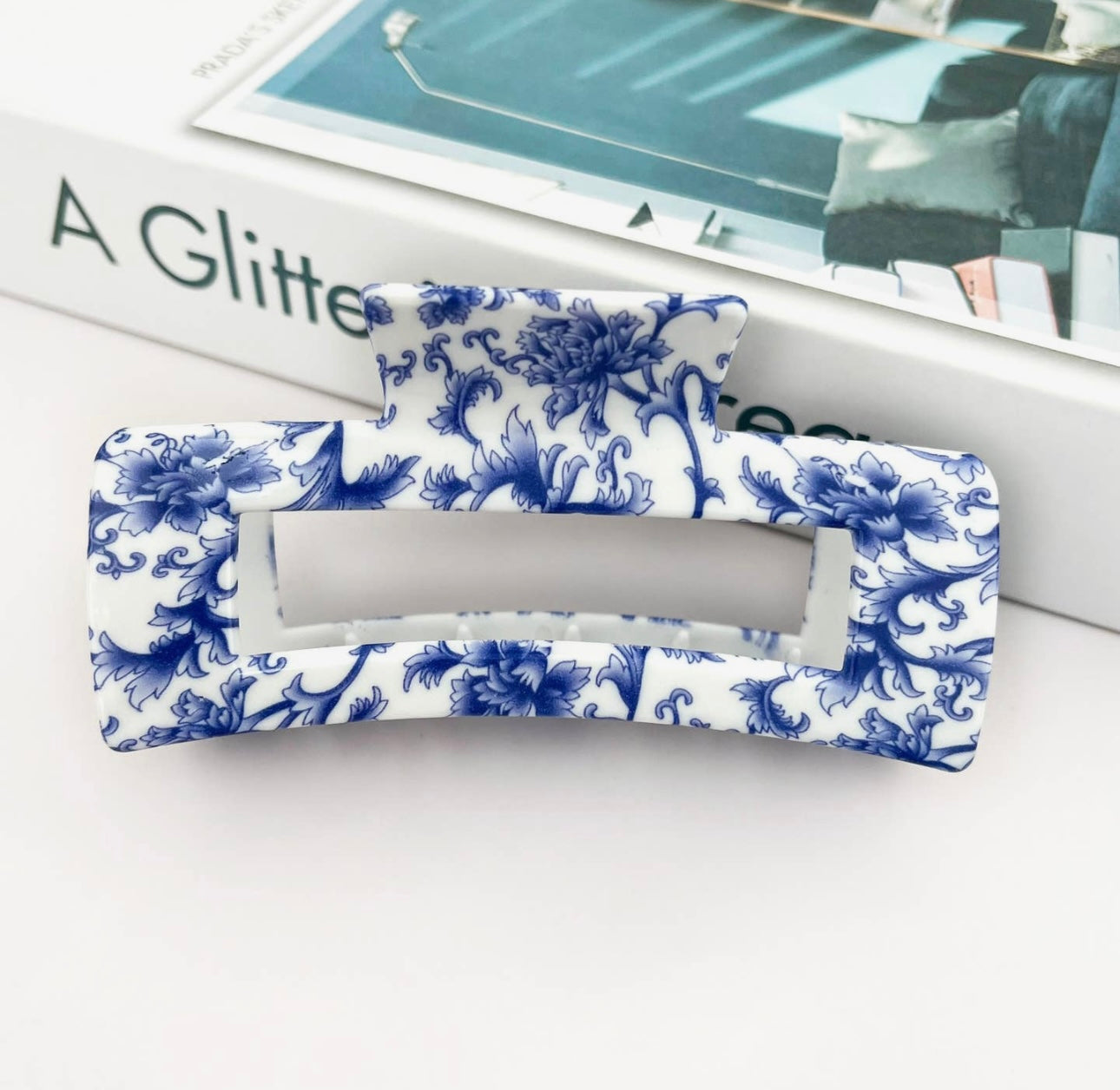 Blue and White Claw Clip