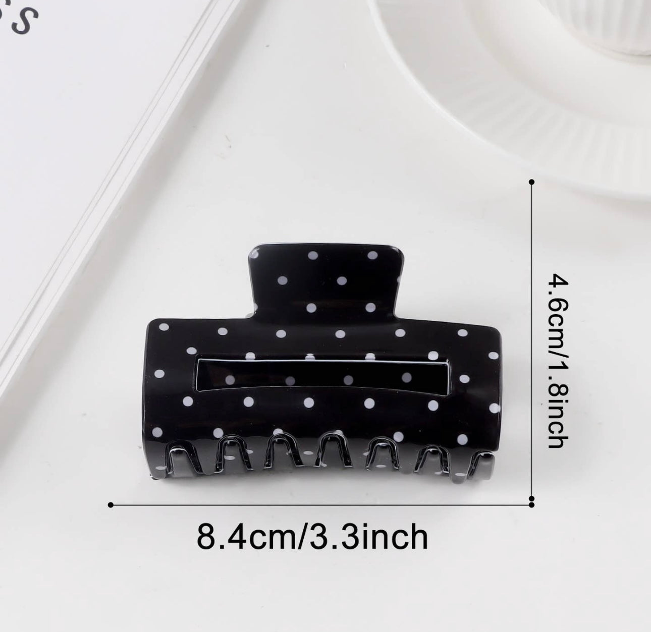 Black Polka Dot Square Hair Clip