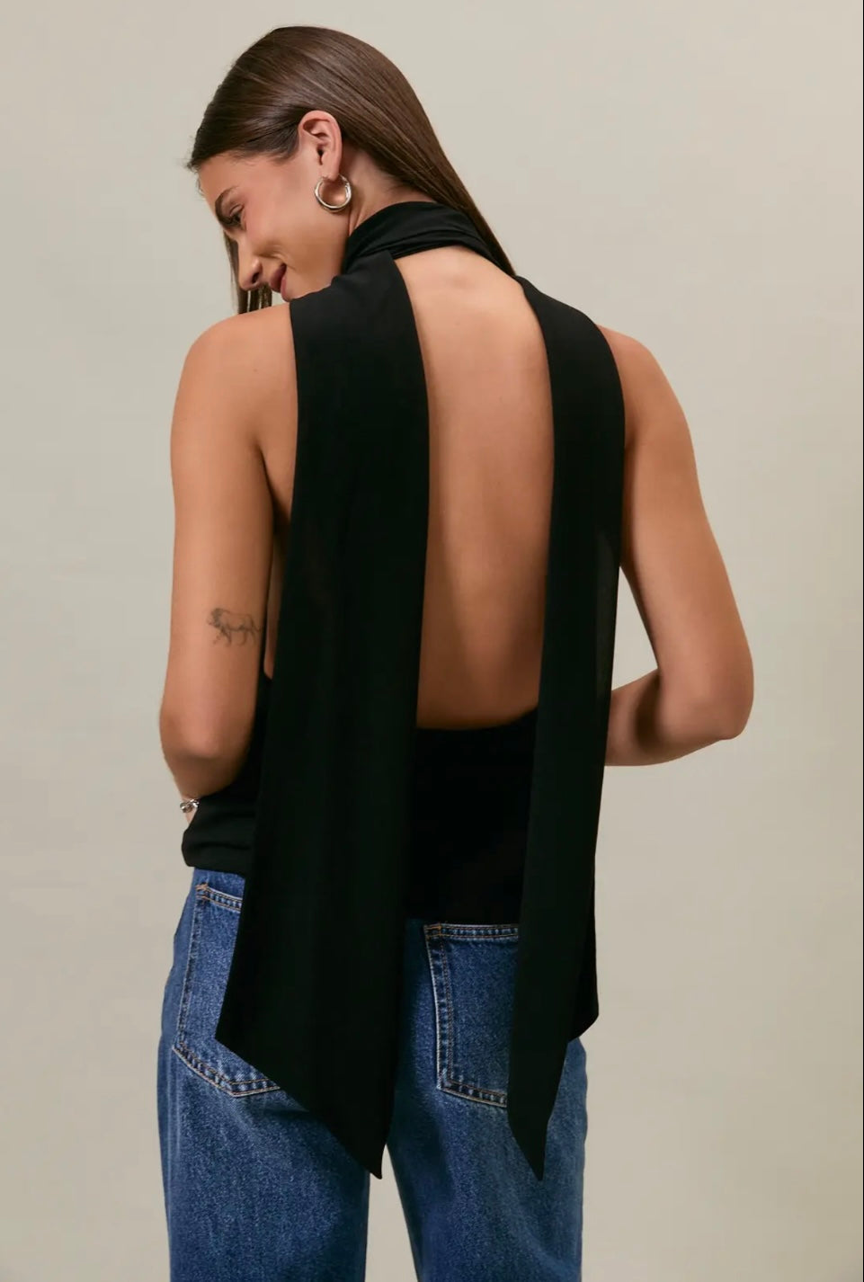 Black Cowl Neck Top