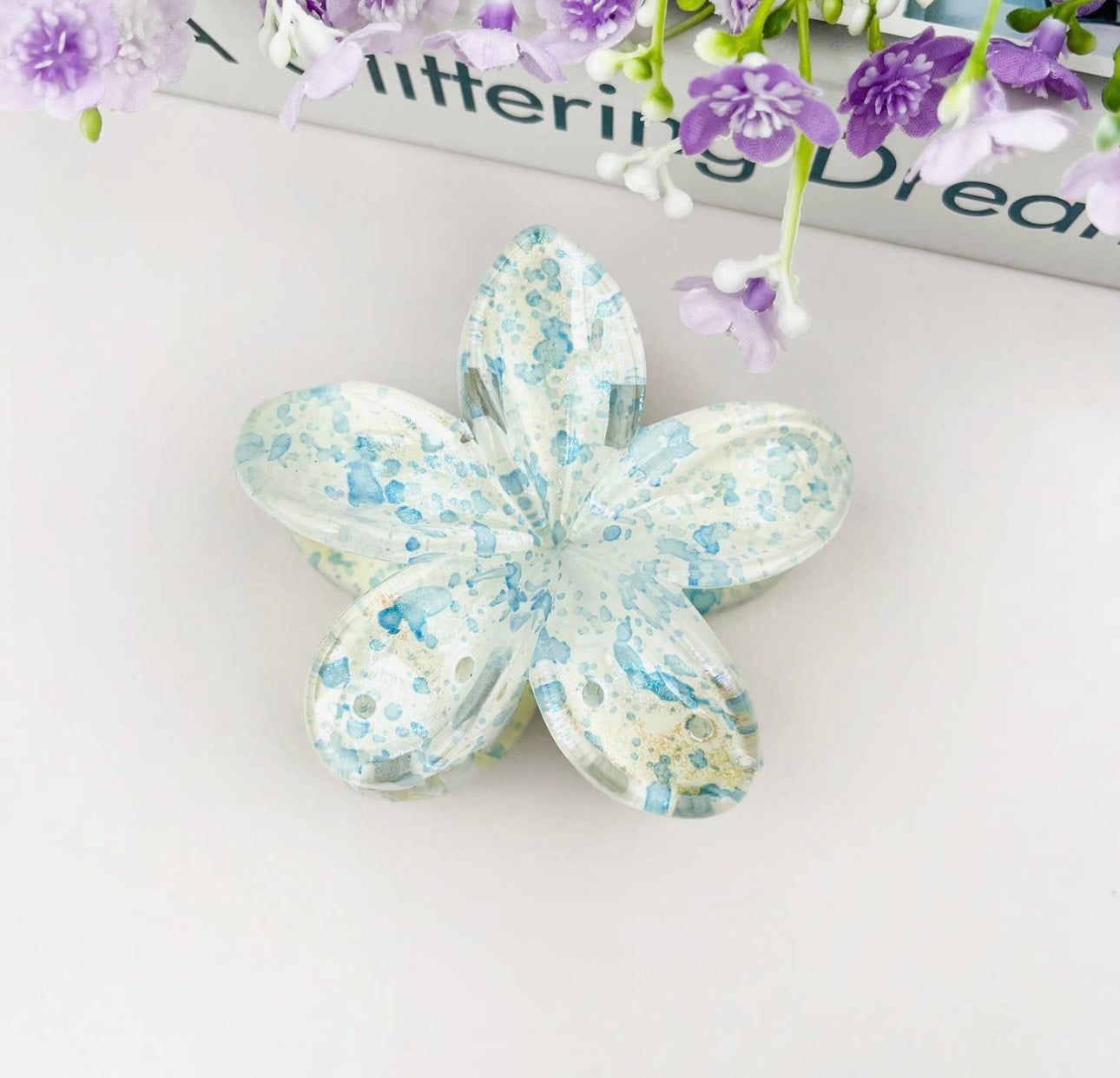 Light Blue Flower Hair Clip